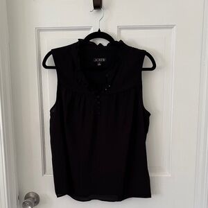 J. Crew Black Ruffled Sleeveless Blouse